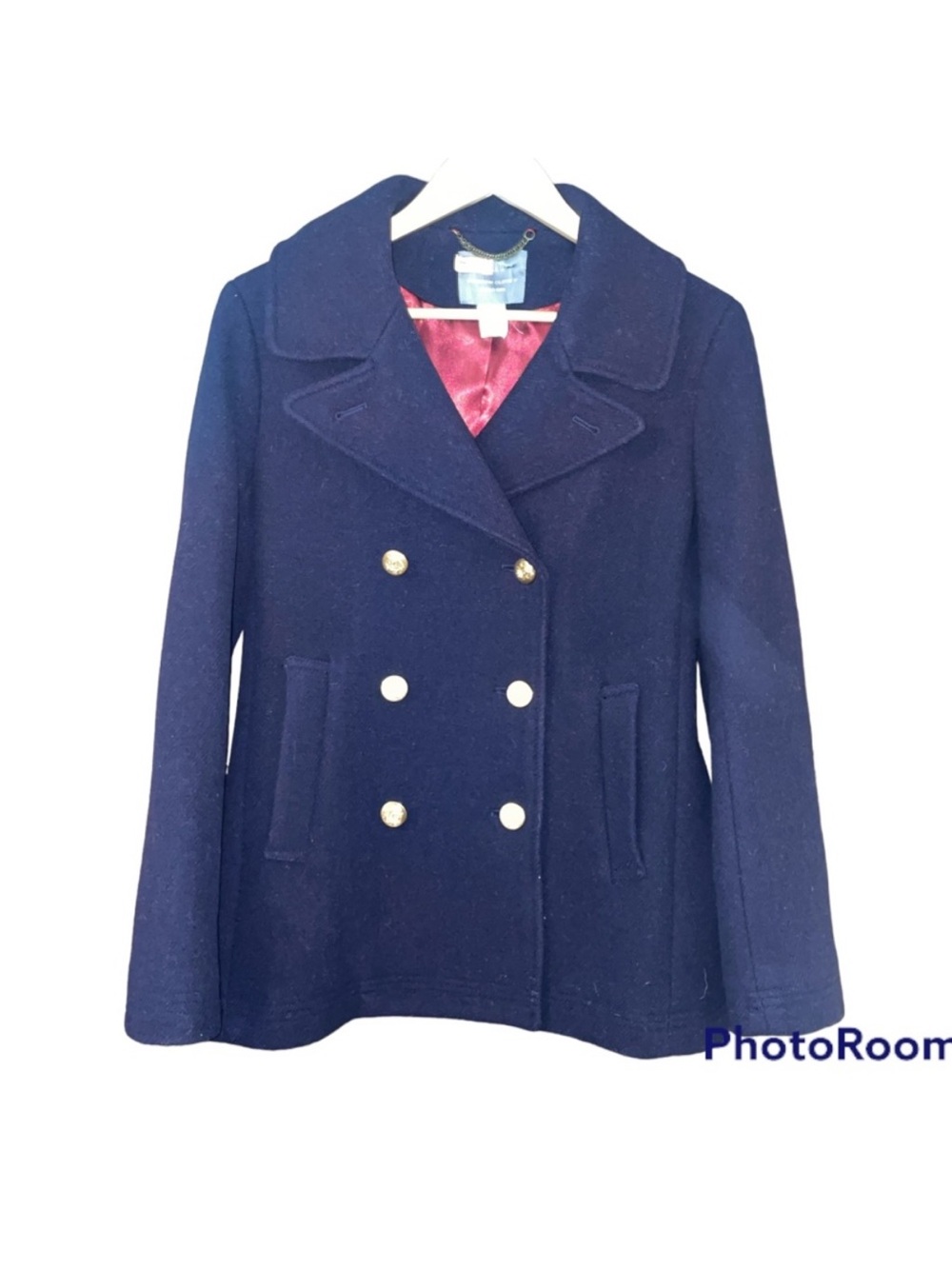 J. Crew Navy Double-Breasted Peacoat with Gold Buttons